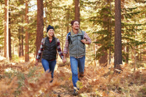 Young couple hiking after LASIK