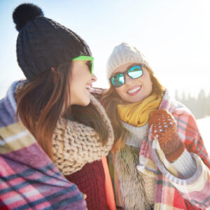 Women having fun in snow