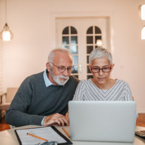 Couple looking at computer